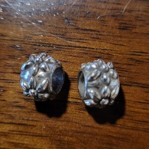 BRIGHTON Elegant Silver Floral Bead Charm